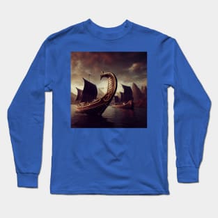 Viking Raiders on Longships Long Sleeve T-Shirt